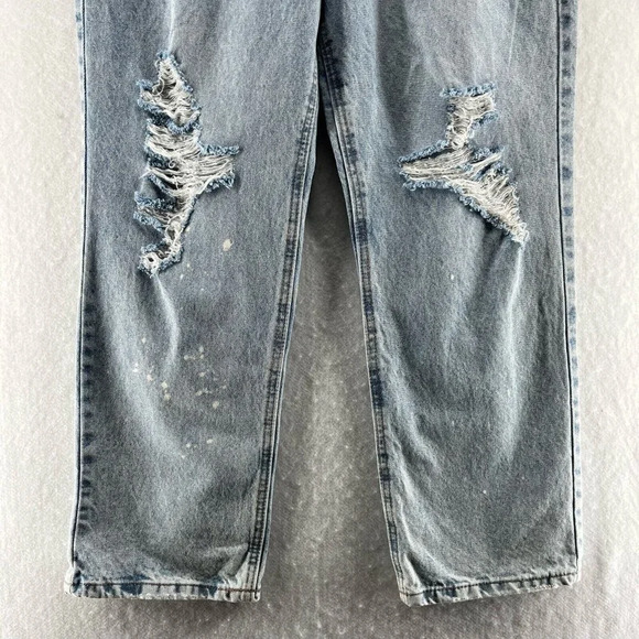 No Boundaries Jeans Womens 33 x 27 Mom High Waist Distressed Light Washed Blue - Picture 4 of 9